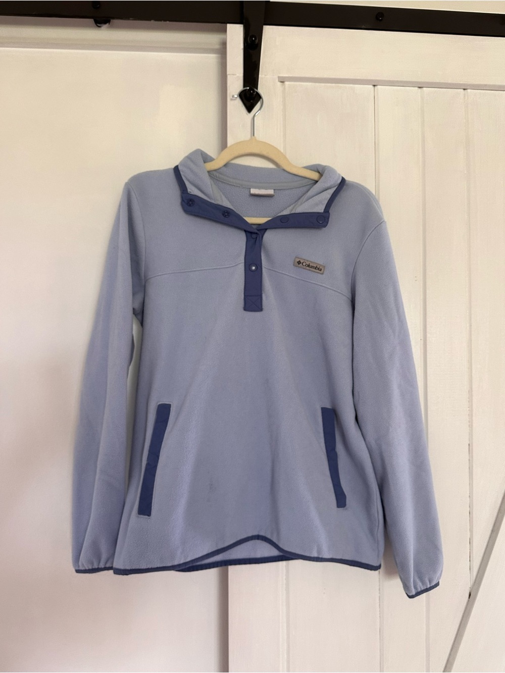 Columbia Pale Blue Fleece Jacket with Navy Trim